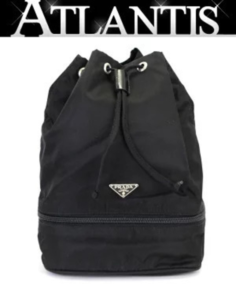 Prada Triangle Drawstring Handbag Black